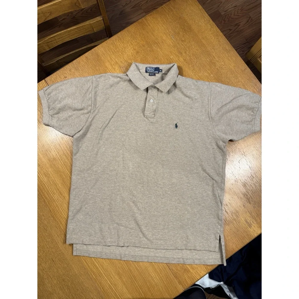 VTG Polo Ralph Lauren Polo Shirt XL Brown Heather Green Pony Golf Short Sleeve